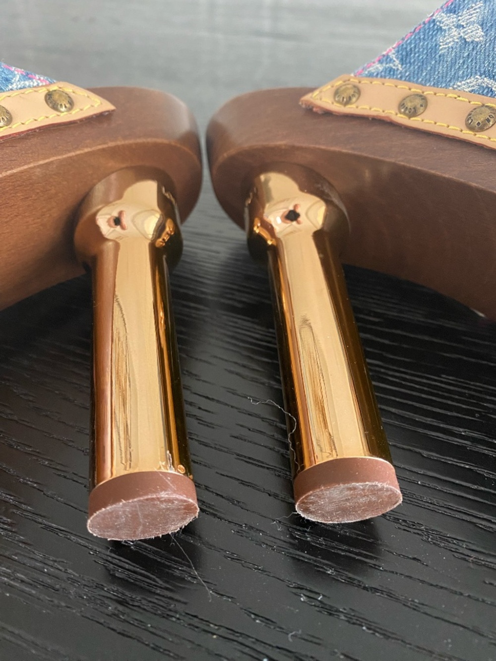 Louis Vuitton Rosa peep toe Denim Mule/Clogs - Picture 5 of 11